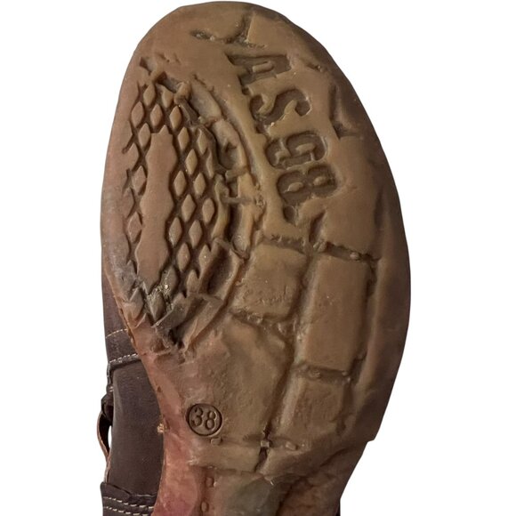 A.S 98 Xyrus boots two toned brown leather EU 38 block heel moto biker buckles - Picture 11 of 11